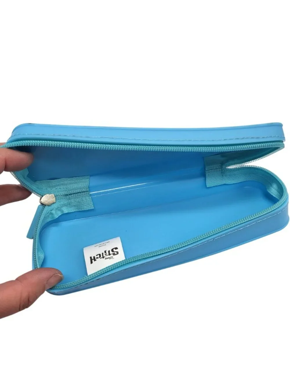 Disney Stitch Pencil Case Box With Zipper Closure & Flower Design Blue